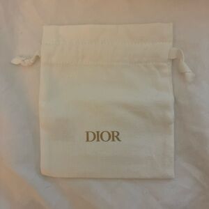 Dior Cream Drawstring Pouch with Gold Logo